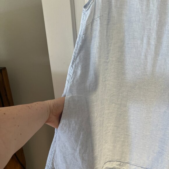 C&C California Dress with pockets %100 linen with embroidered neckline, size L - Picture 6 of 10